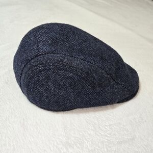 Barbour Men's Wool Tweed Flat Cap Size Large Herringbone